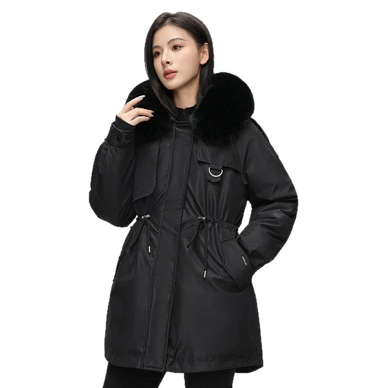 ZAROY Detachable Women Coat 3 Ways Wearable Jacket Puffer Cotton Parkas Winter Fur Hooded Zipper Coat куртка женска
