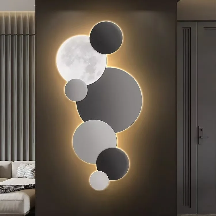 Porch Decoration Painting Wall Lamp LED Luminous Light Corridor Hanging Painting High Grade Wall Painting Moon