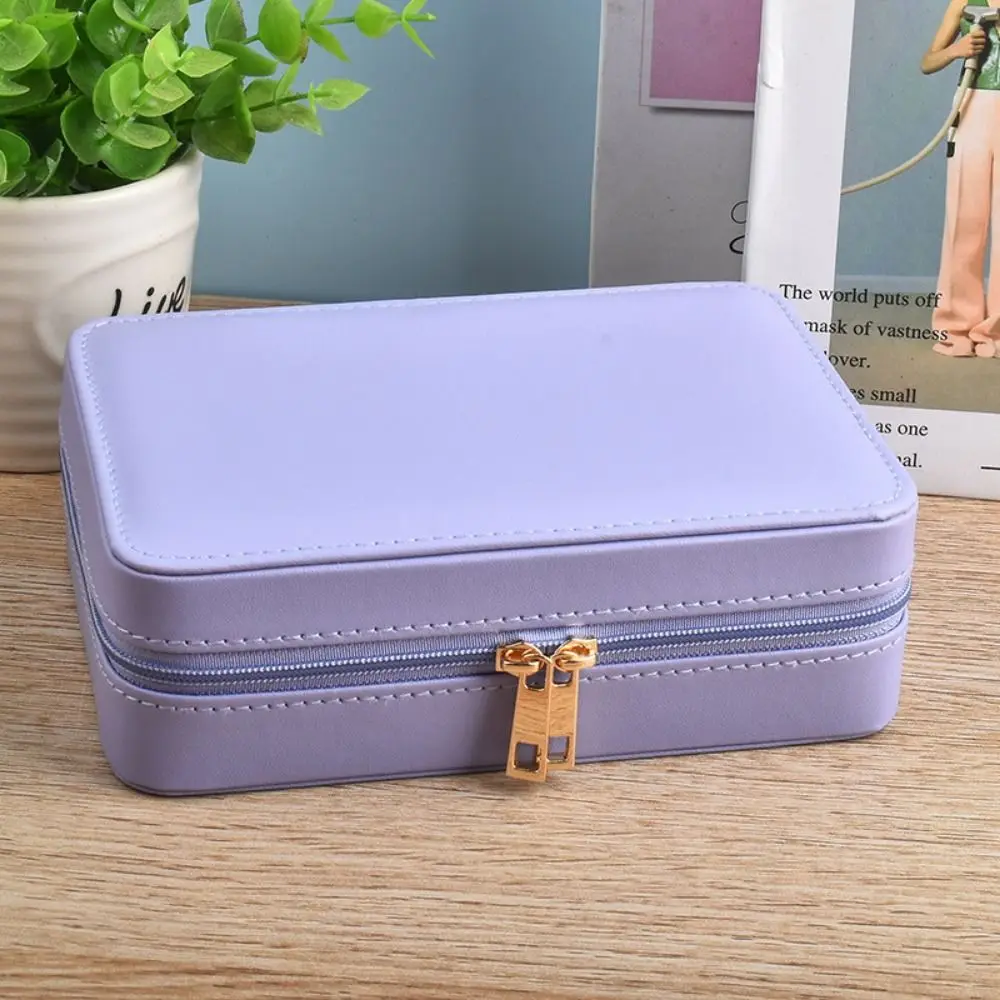 PU Leather Trinkets Storage Organizer Large Capacity Dustproof Portable Jewelry Organizer Simple High Quality