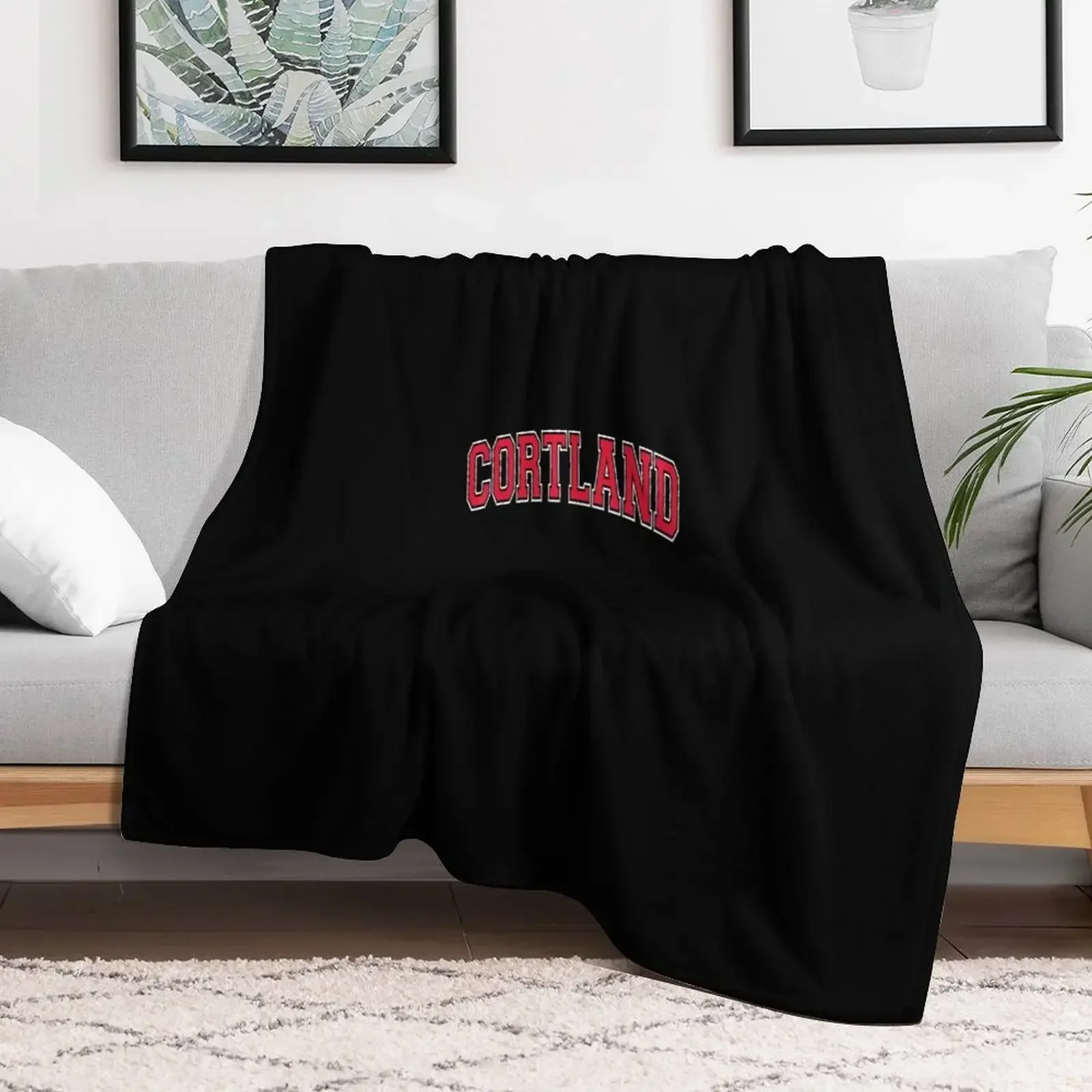 Cortland NY New York Varsitytyle Red Text Throw Blanket Sofas wednesday Blankets