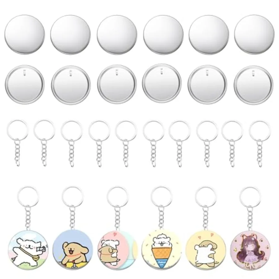 

50 комплектов брелоков для изготовления значков с пуговицами, 58 мм, 2,28 дюйма, комплект для изготовления булавок с металлической задней крышкой и брелками