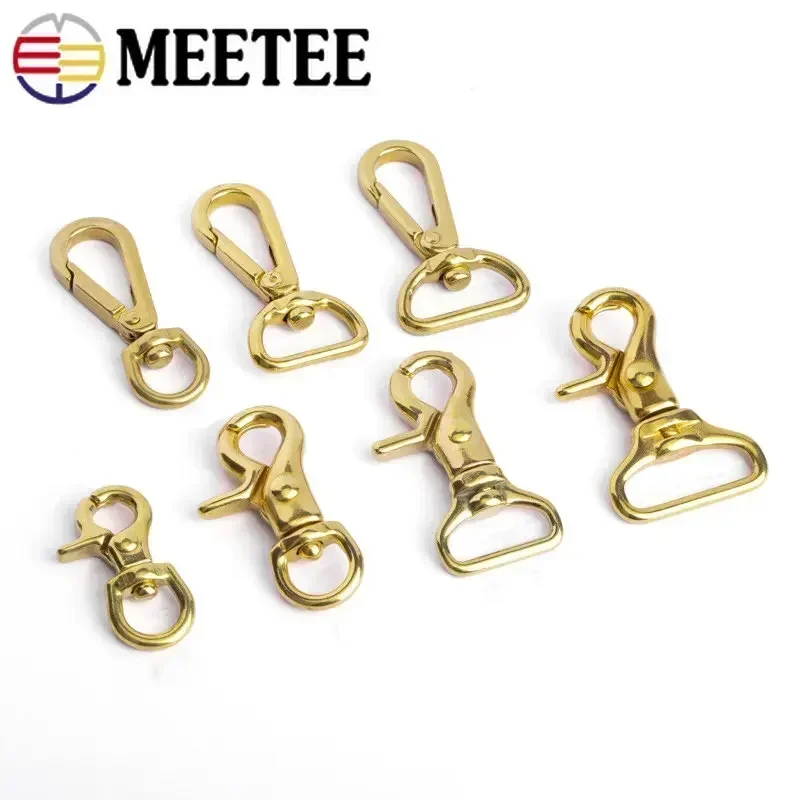 Meetee 2/5Pcs 10-25mm Metal Brass Hook Buckle Carabiner Bag Clasp Lobster Swivel Trigger Clip Dog Snap Buckles DIY Accessories