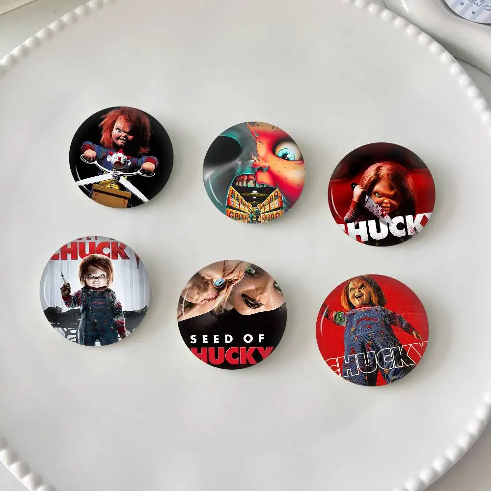 Classic Chucky Horror Movie 32/44/58MM Customizable Button Pins Cute Funny Creative Badge Jewelry Decor Gifts For Friends