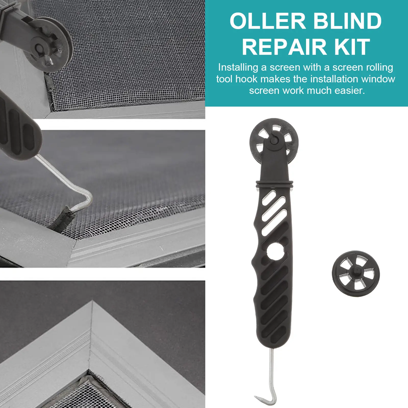 2Pcs Screen Door Roller Hook Sturdy Portable Screen Repair Tool Effective Rolling Mechanism Comfortable Grip for Fast Mesh