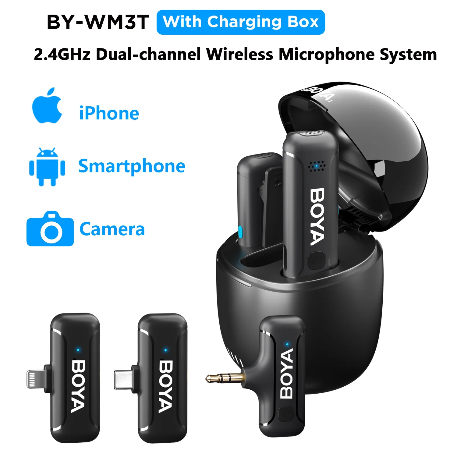 BOYA BY-WM3T Wireless Lavalier Lapel Microphone for iPhone Android Mobile DSLRs Cameras Youtube Live Streaming Recording Vlog