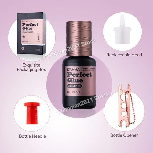 Imagen 2 del producto Damman-pegamento profesional para extensión de pestañas, 5ml, 1S, secado rápido, pegamento para pestañas, tiempo de retención adhesivo, 8-10 semanas