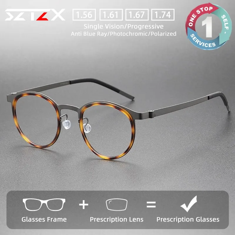 

SZTZX Ultralight Titanium Screwless Prescription Glasses Anti Blue Light Photochromic Myopia Glasses Progressive Reading Eyewea