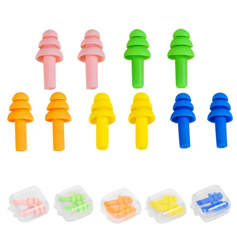 10/5/1Pairs Soft Silicone Earplugs Waterproof  Ear Plugs Reusable Sound Insulation Noise Reduction Sleeping Ear Plugs with Box