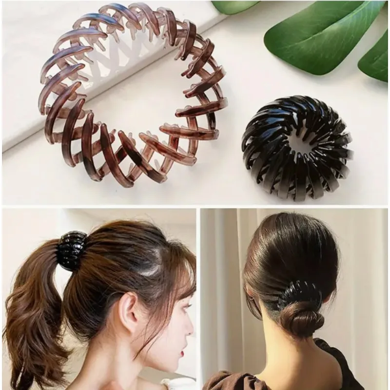 

Expandable Bird's Nest Hair Clip Retro Geometric Bun Maker for Thick Thin Hair Easy Styling Accessory