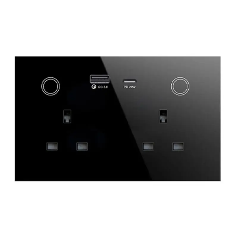 

FIZP Tuya Wifi Wall Smart Socket Voice Timing Electricity Metering 147Smartsocket Remote Control US And EU Universal Durable -Bl