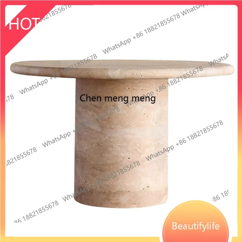 

D07 Italian natural travertine round dining table round coffee table designer high-end dining table
