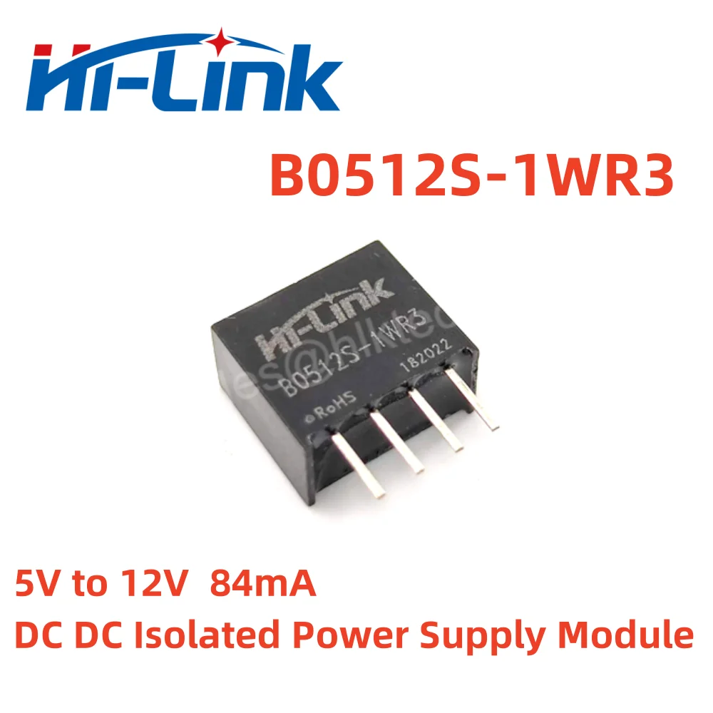 Hilink 2pcs/Lot B0512S-1WR3 5V to 12V DC DC Isolated Power Supply Module High efficiency Low Ripple Household Intelligent