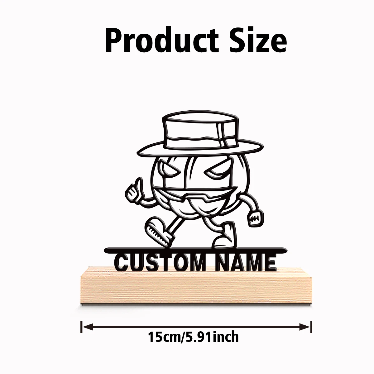 1pc New Design Personalized Custom Pumpkin Man Metal Art With Wooden Base Tabletop Decoration Retro Writer’s Gift with Wooden B