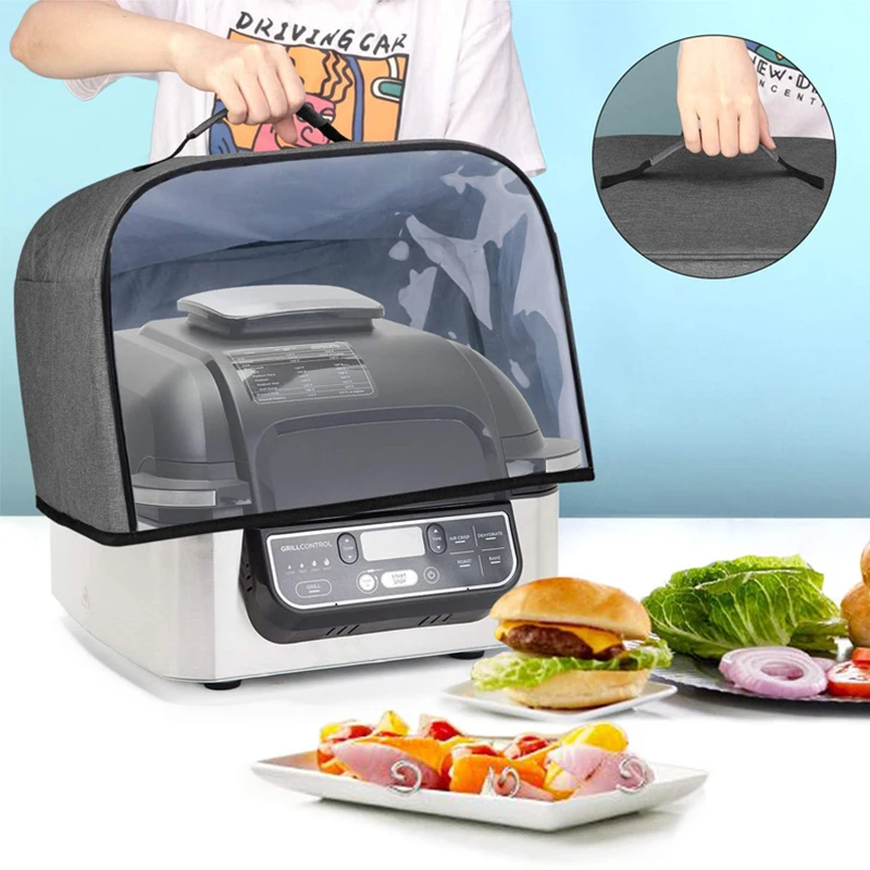 Household Bread Baking Air Fryer Hood Ninja Foodi Grill Oxford Fabric Toaster Cover Kitchen Dust Cap With Storage Pockets New