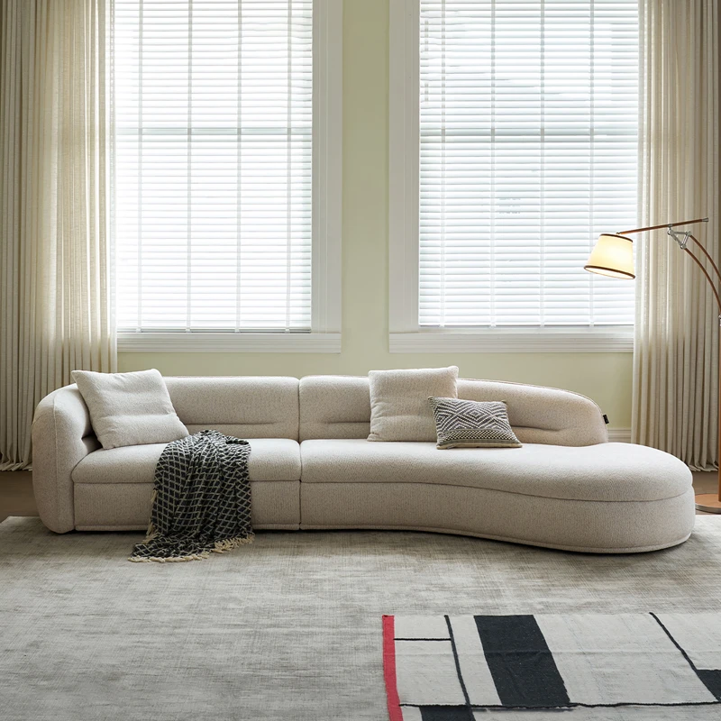 

#Modern Simple Villa Designer Curved Moon Sofa Cream Style Fabric Crescent Sectional Set Sponge Filling for Apartment Use