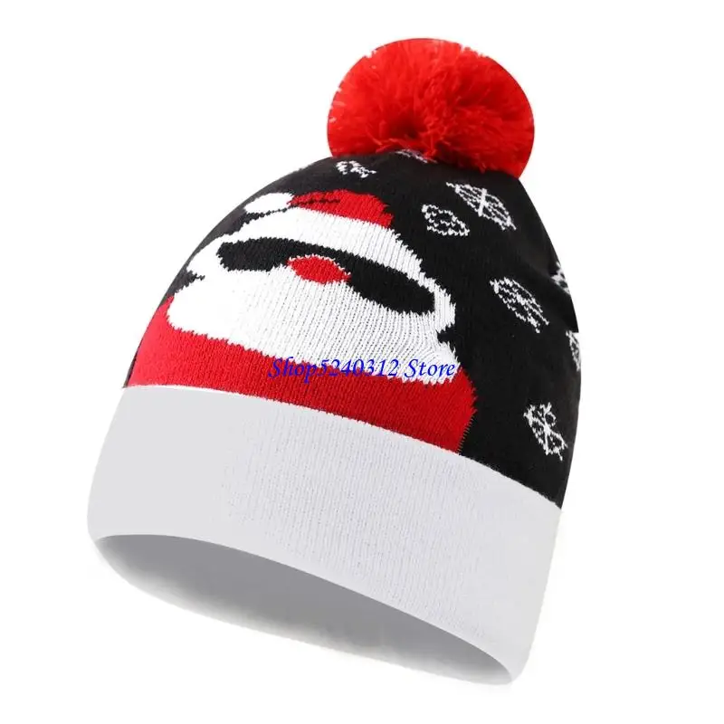 634C Christmas Santa Headwear Knit Hat Stretchy for Men Women Kids Holiday Wear