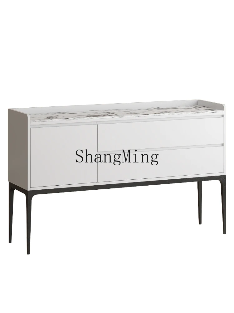 

HJ Minimalist Entry Entrance Cabinet Modern Marble Slate Entrance Table Corridor Foyer Decorative Cabinet