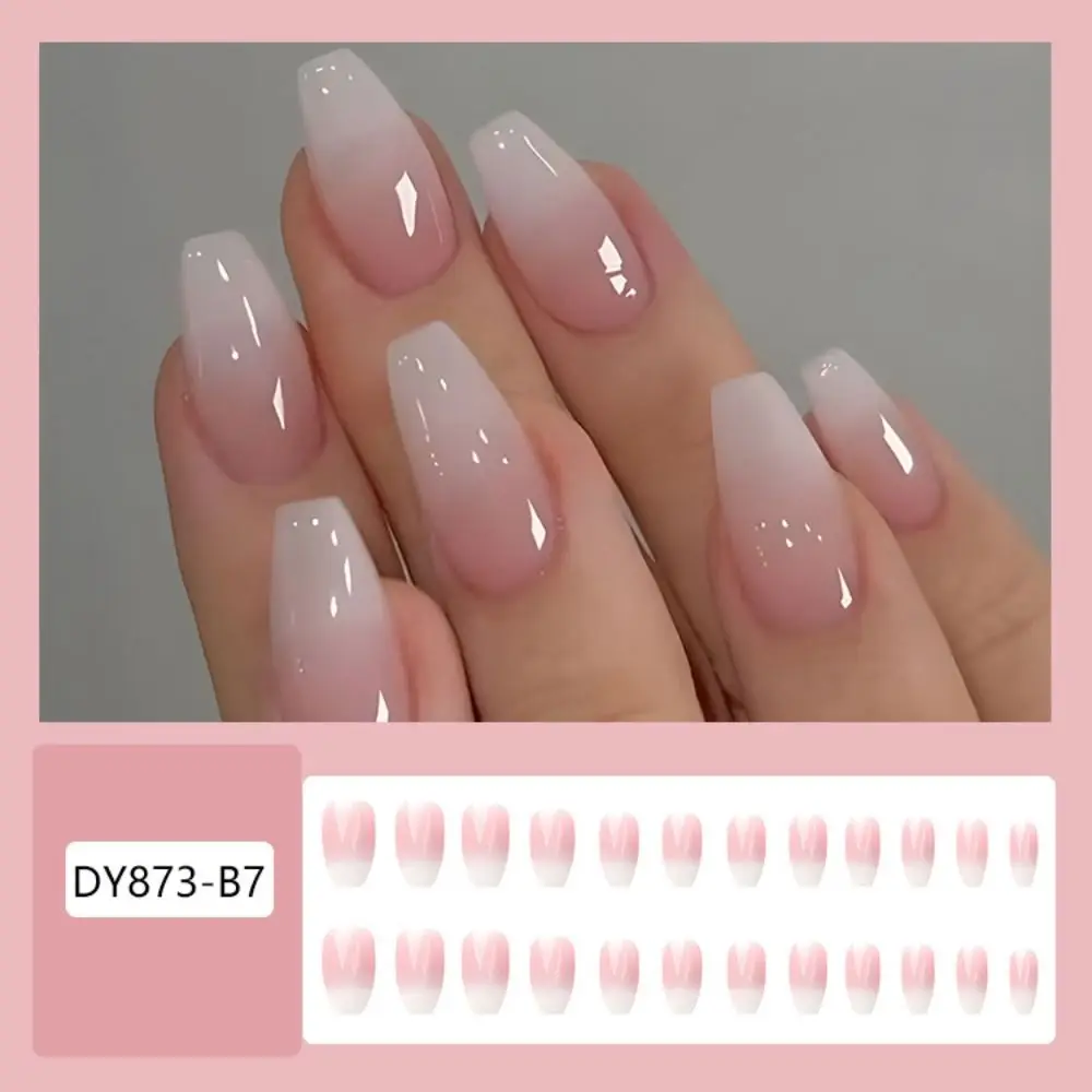 Wearable Manicure Coffin Fake Nails Medium Length Faux Fingernails Ballerina False Nail Full Cover Square Head Press on Nails