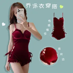 Seksowne bikini w stylu Harajuku elegancka moda w stylu Vintage luźna na co dzień Roupas Femininas stroje kąpielowe Bowknot Hollow Out Spor damskie stroje kąpielowe