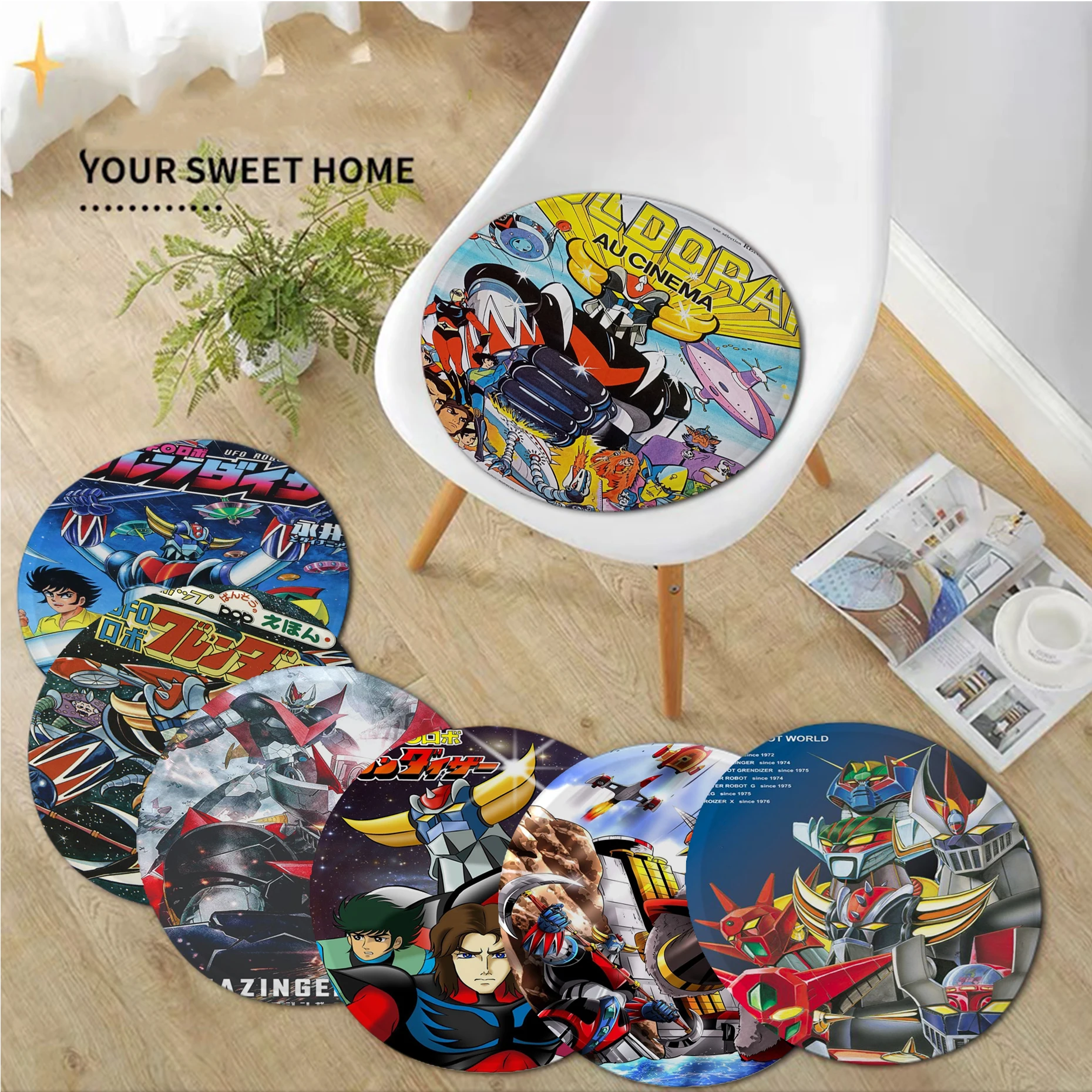 UFO Robot Goldorake Simplicity Multi-Color Fabric Cushion Non-slip Living Room Sofa Decor Students Stool Tatami Office Chair