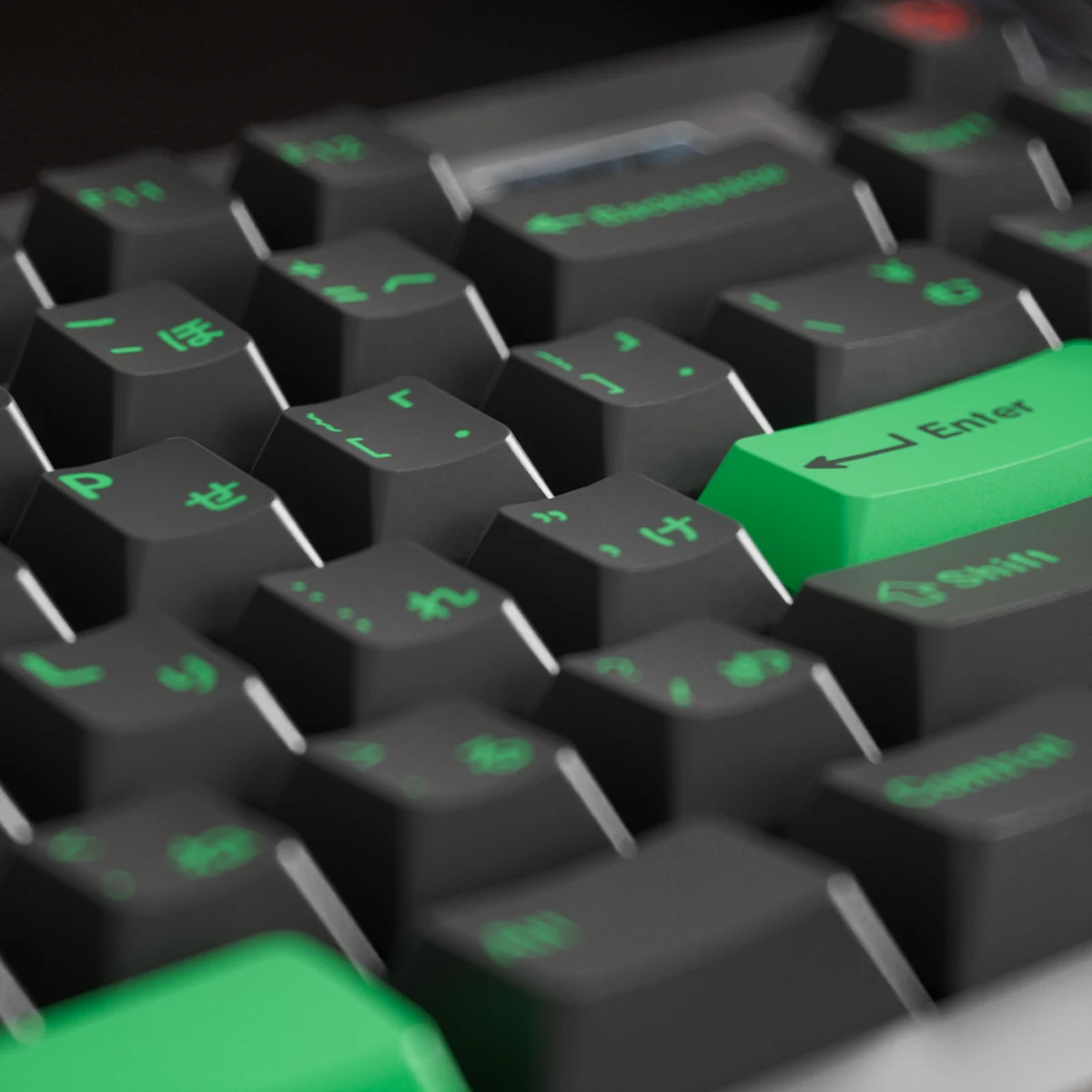 Minimalist Black Green Keycaps PBT Cherry Profile 1.7mm Thicknees Japanese Korean stroke for MX Switches Mechanical Keyboard