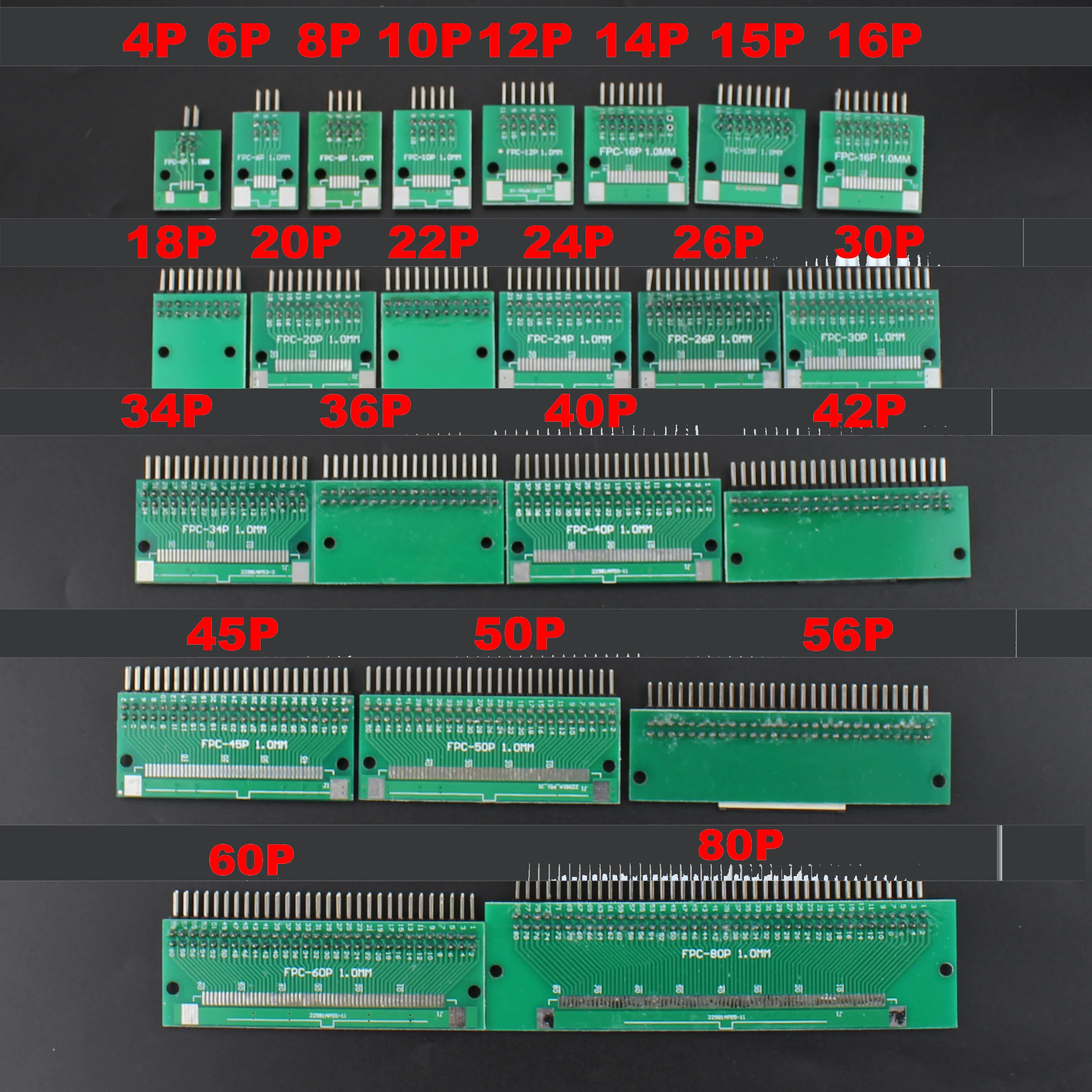 Adaptateur SMT de connecteur de câble FPC FDavid, carte soudée, broche droite à double rangée, 0.5mm, trou de 2.54mm, 1.00 pouces, 4P-50P, 1PC