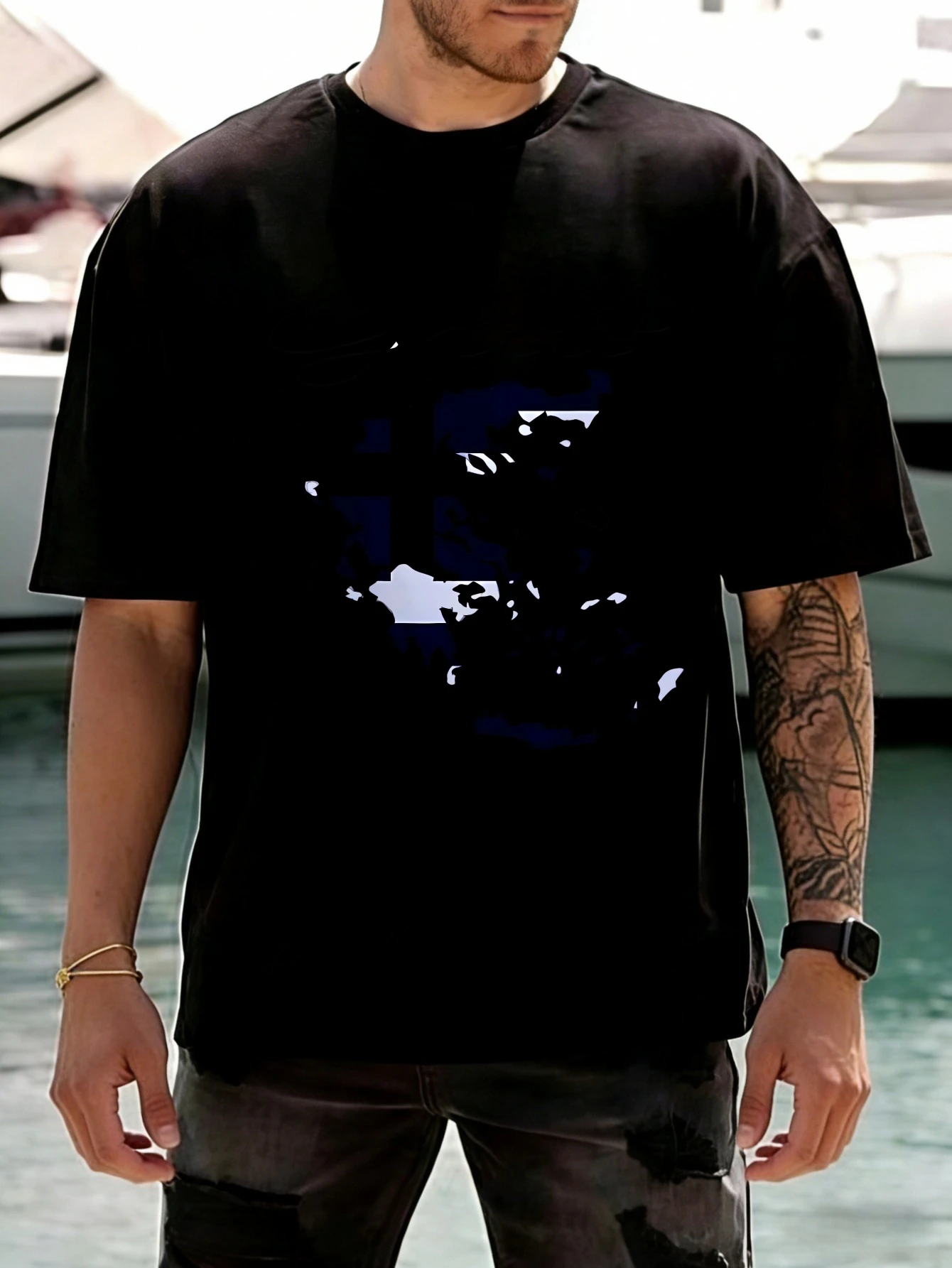 

Mens T Shirts Streetwear Graphic Printed Cotton Oversized Short Sleeve Summer Casual T Shirt for Men