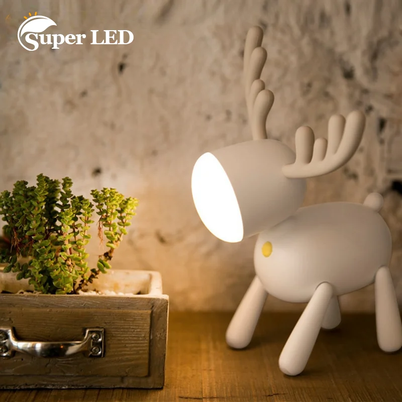 

Little Deer Night Lamp Bedroom Bedside Lamp Rechargeable Table Lamp Dormitory Cute INS Girls' Bedroom Creative Children Gift