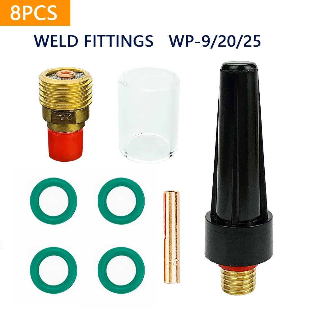 8Pcs/Set TIG Welding Torch Gas Lens Cup Kit Durable Welding Accessories  For WP-9/20/25 3/32