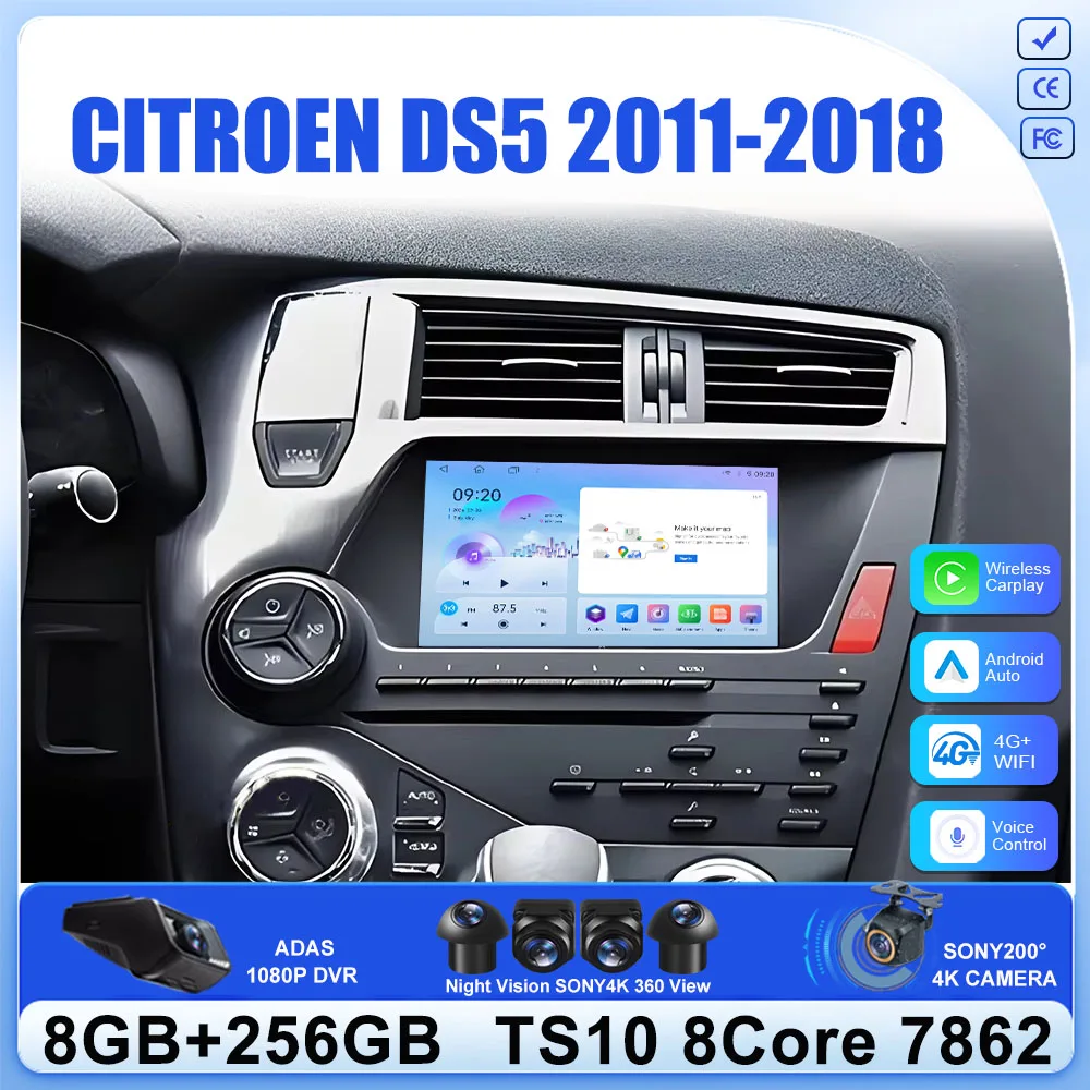 

7Inch Car Radio Android 16 For CITROEN DS5 2011-2018 Carplay Multimedia Player Intelligent System 5G WIFI GPS Touch Screen QLED