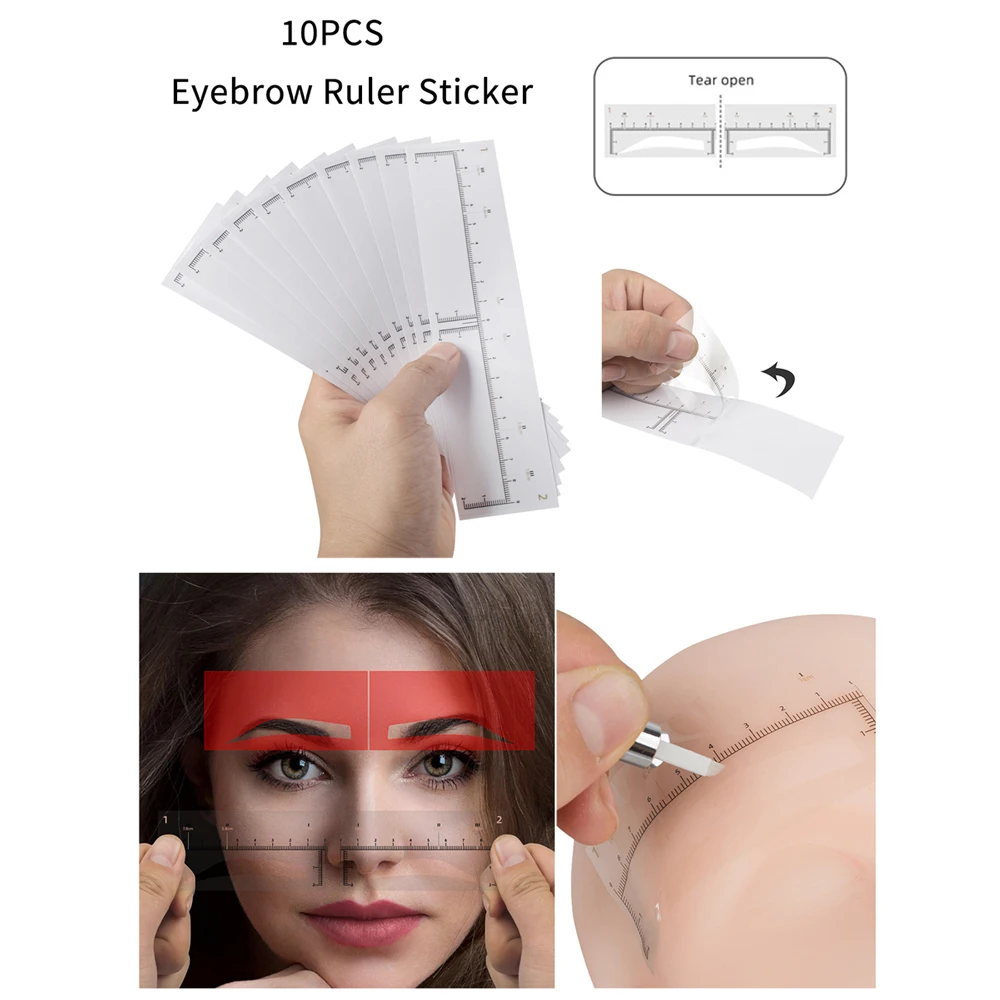 

10pcs Disposable Tattoo Eyebrow Ruler Sticker Microblading Adhesive Tattoo Measurement Stencil Guide Tattoo Tools