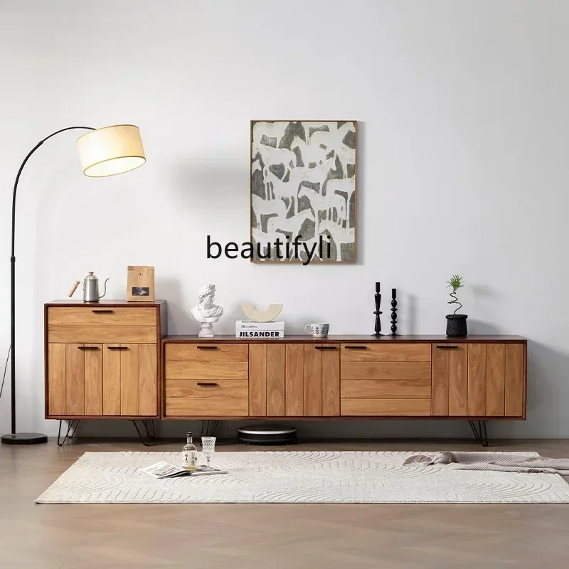 SS نمط جديد خشب متين غرفة المعيشة تخزين الصوت والبصرية خزانة قديمة عالية الشمال وابي ساندي الرياح تلفزيون خزانة جانبية ss 7486