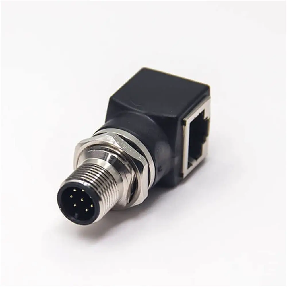 5PCS M12 to RJ45 Bulkhead Adapter 8-Pin A Code Waterproof M12 Male to RJ45 Socket