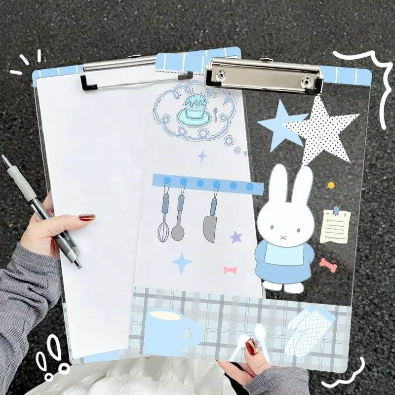 Miffy Boris Clear Acrylic Clipboard A4 A5 A6 Transparent File Folder Student Exam Paper Storage Writing Pad Office Stationery