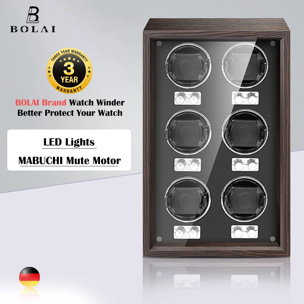 Luxury Automatic Watch Winder High-End 6 Slot Automatic Wood Watches Box with Mabuchi Mute Motor Watch Cabinet Clock Storage Box