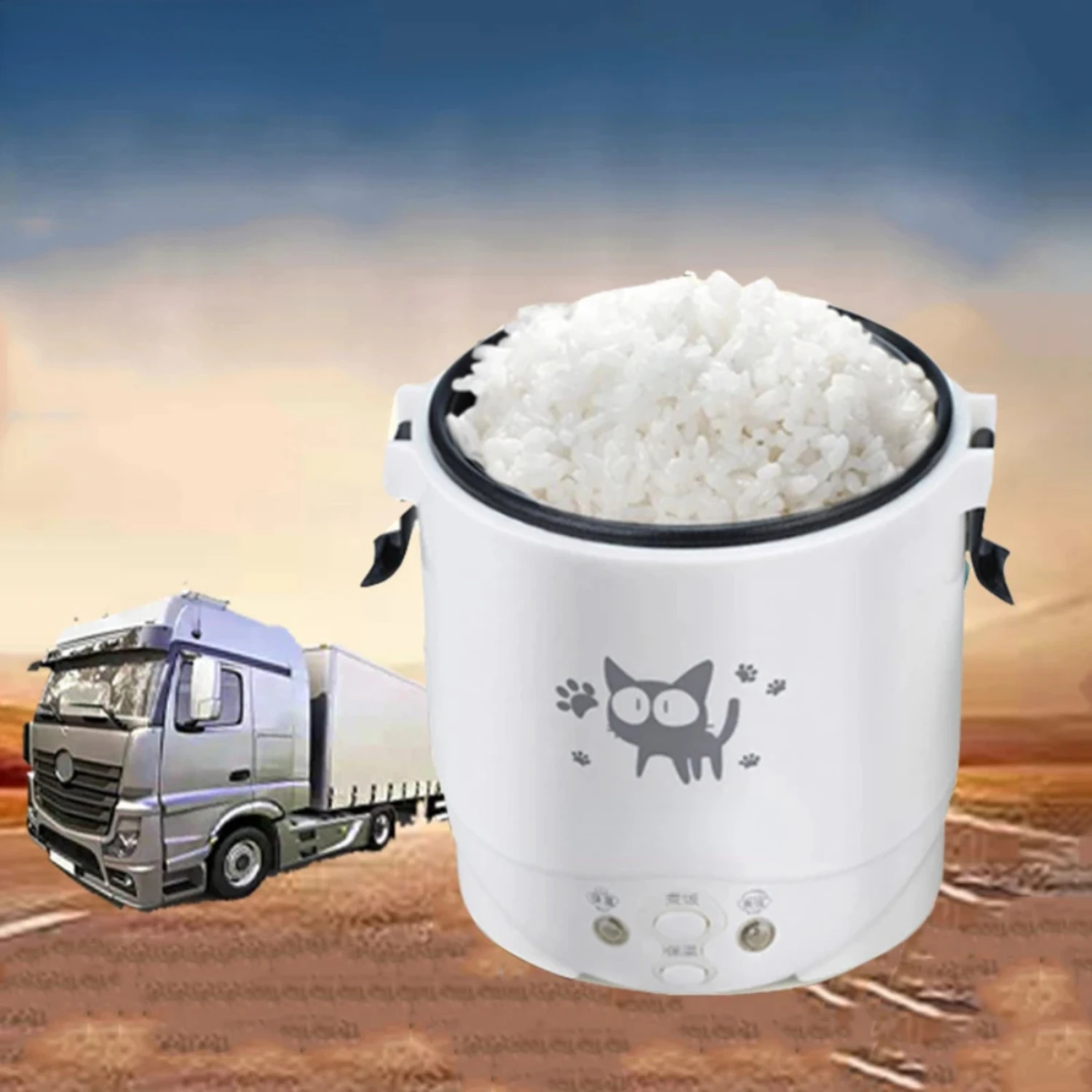 

Car Mini Rice Cooker 12v 24V 220V Car Dual Use Self-driving Soup Porridge Portable Rice Cooker 24v Truck Smart Rice Cooker