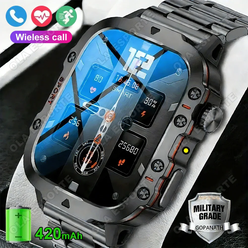 

2026 Rugged Military Smart Watch Men Outdoor Watches lP68 Waterproof 2.01" Al Voice Bluetooth Call Smartwatch For Android lOS