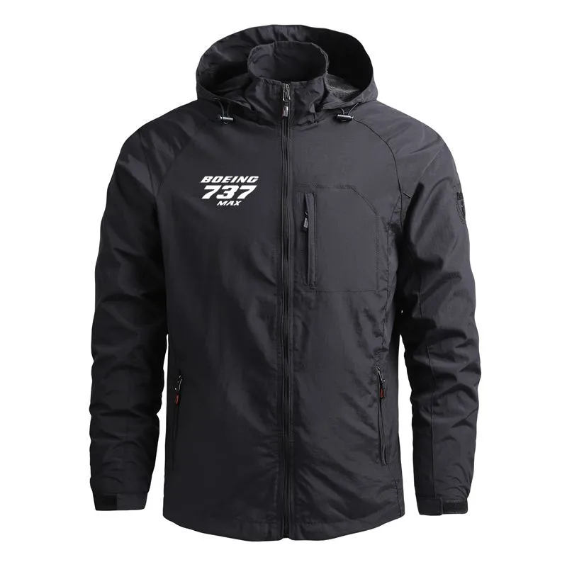 

Boeing 737 Max Casual Hooded Flight Aviation Outerwear Windbreakers Lightweight Pilots Men Jackets Coats