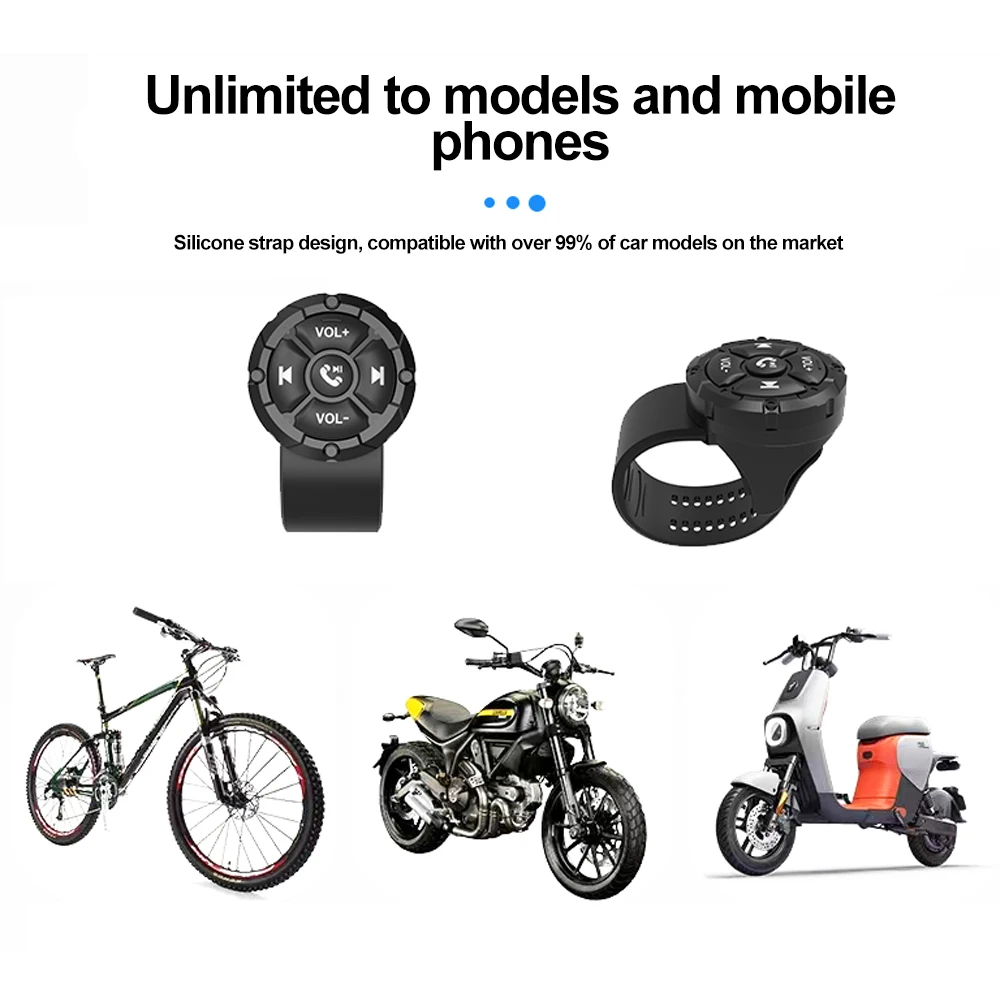 Wireless Bluetooth 5.3 Remote Button Helmet Earphone Motorcycle/Bike Handlebar Media Controller Steering Wheel Remote Control