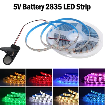 ボタン電池 LED ストリップ DC5V 3528 60LEDs フレキシブル LED テープテレビバックライトキャビネットナイトライト防水リボンロープ 0.5 メートル 1 メートル 2 メートル