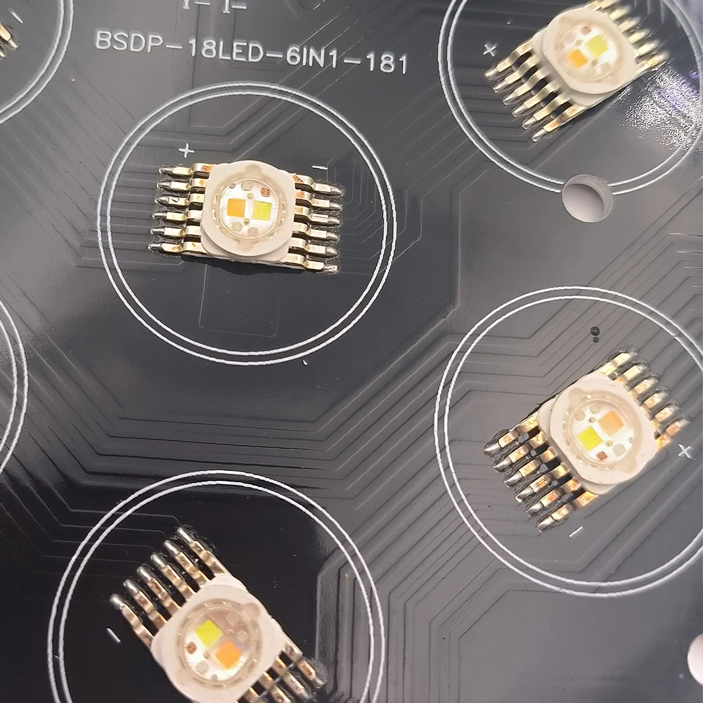 6in1 18X6W RGBWYV ไฟ LED แบบเต็มสี กันน้ำ ตัวเรือนอะลูมิเนียมหล่อ สำหรับงานเวที อะไหล่ซ่อมแผงวงจร PCBA ประเภทสินค้า