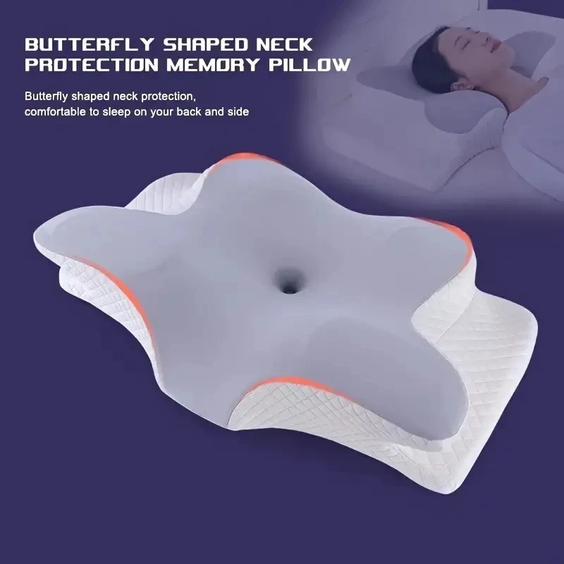 

Cervical Pillow for Neck and Shoulder, Memory Foam Neck Pillow, Upgraded Ergonomic Orthopedic, Slow Rebound Memory Foam Side