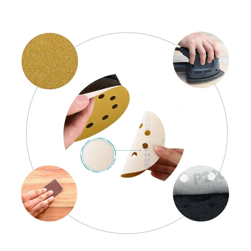 10pc 5Inch/125mm Sandpaper Round Shape Sanding Discs Hook Loop Sanding Paper Buffing Sheet Sandpaper 8 Hole Sander Polishing Pad