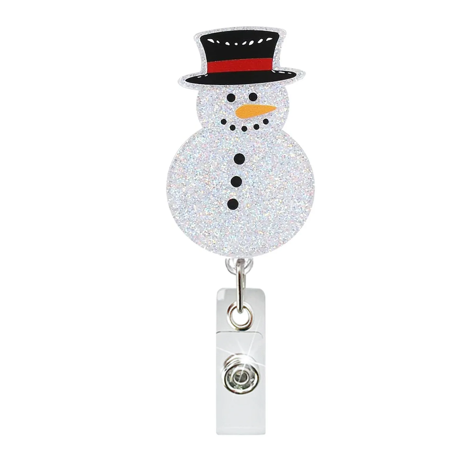 Christmas Acrylic Sparkling Powder Snowman Elk Christmas Tree Stretchable Easy To Pull Nurse Student Scroll Easy To Pull Buckle