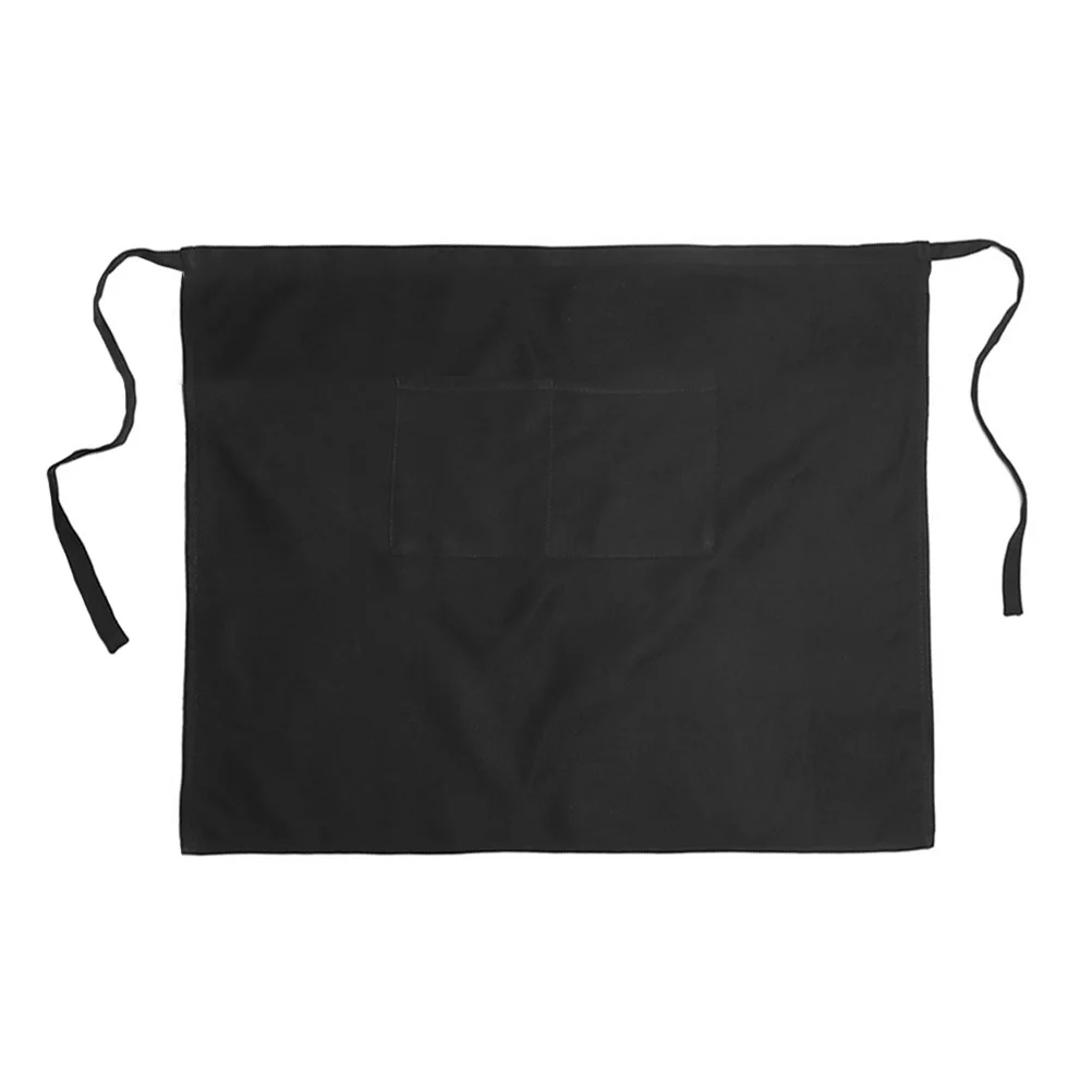 

1Pcs Black Half-Length Kitchen Apron Waterproof Cooking Work Apron with Convenient Storage Pocket for Home Baking Use
