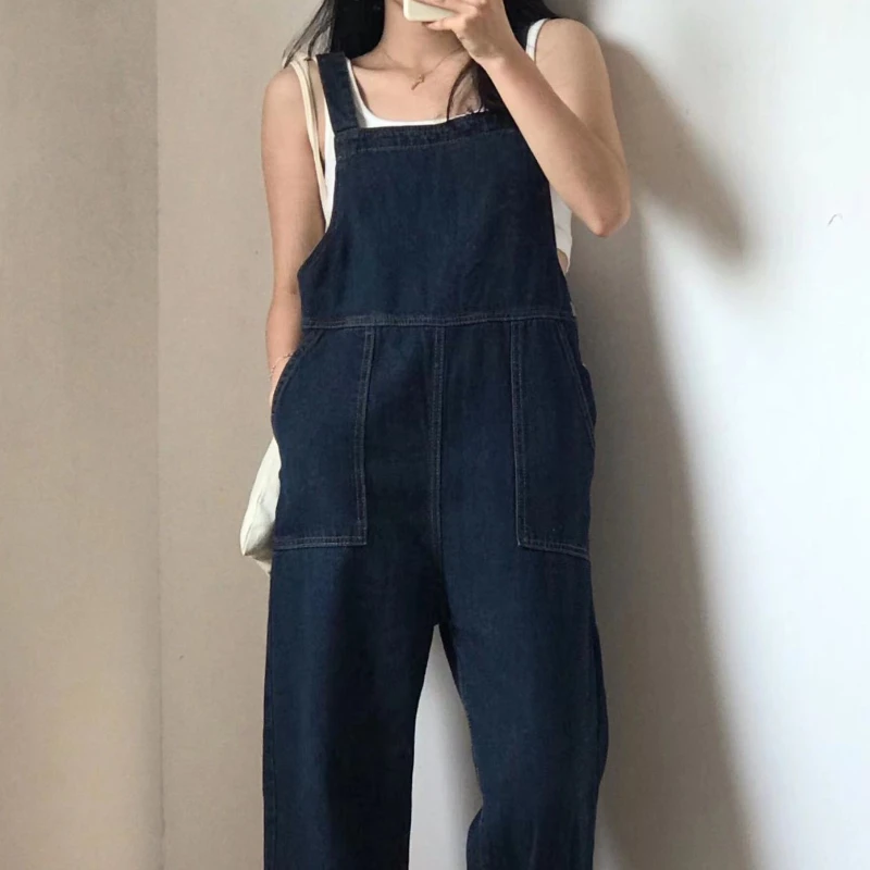 Overalls Frauen College Street Wear Neue Ankunft Beliebte Mode Koreanischen Stil Ins Frühling Alle-spiel Tasche Denim Solide Heißer verkauf