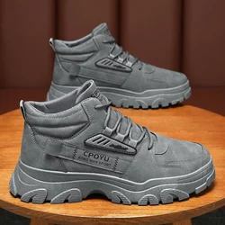Ankle Boots Men's Shoes Spring High Top Waterproof Non-slip Work Safety Shoes Men Outdoor Height Increase Platform Hiking Boots