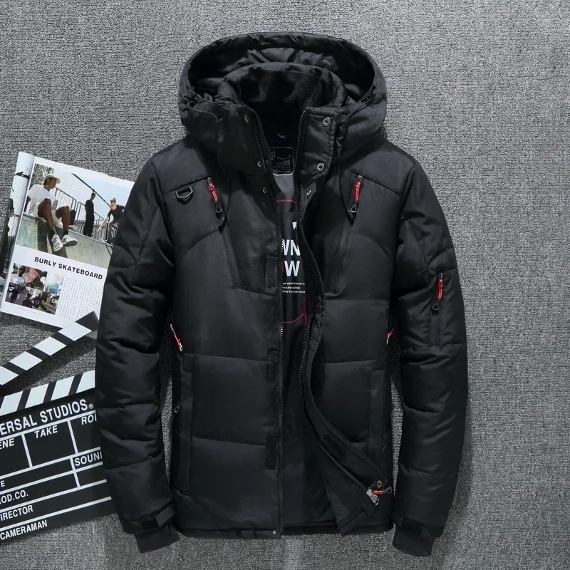 Outdoor Men's Solid Warm Jacket Stand Collar Thicked Oversize Hoodie Loose Top Winter Camping High Quality Chic Youth Padding