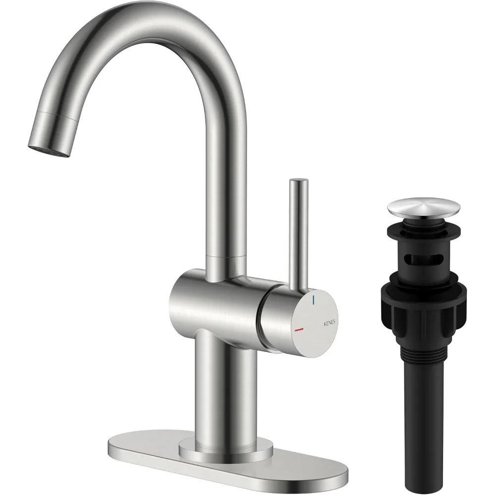 Single Handle Modern Prep Wet Bar Sink Faucet with Drain Assembly & Deck Plate, Suitable for Bathroom and Outdoor Utility Areas