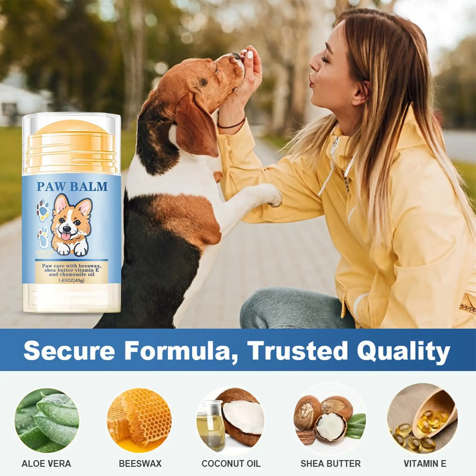 Dog Paw Balm 40g Natural Soothing Moisturizer Cream Lick Safe Cat Foot Protector Dry Cracked Skin Care Winter Healer